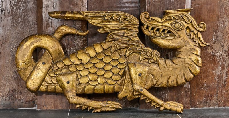 James I elm carved dragon