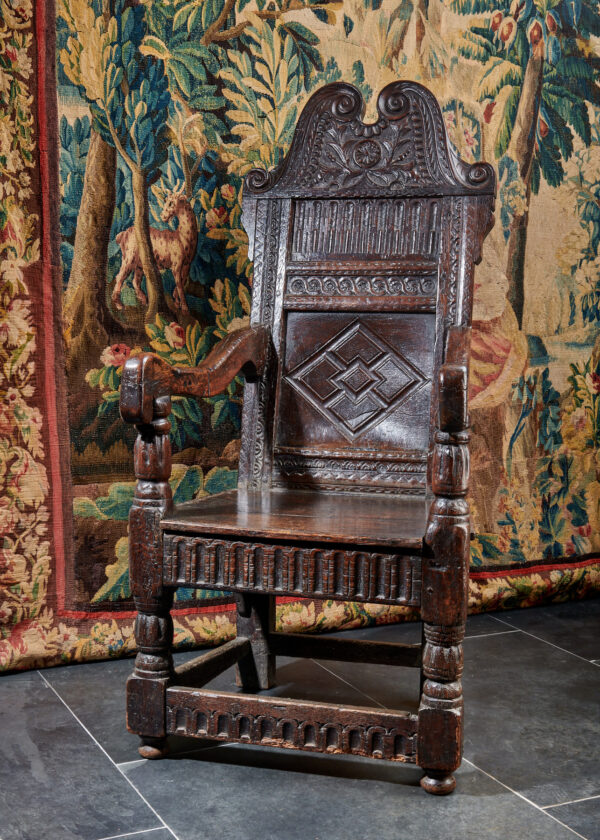 Elizabeth I oak carved armchair