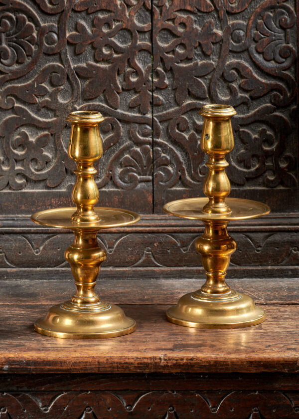 17th century brass Heemskerk candlesticks