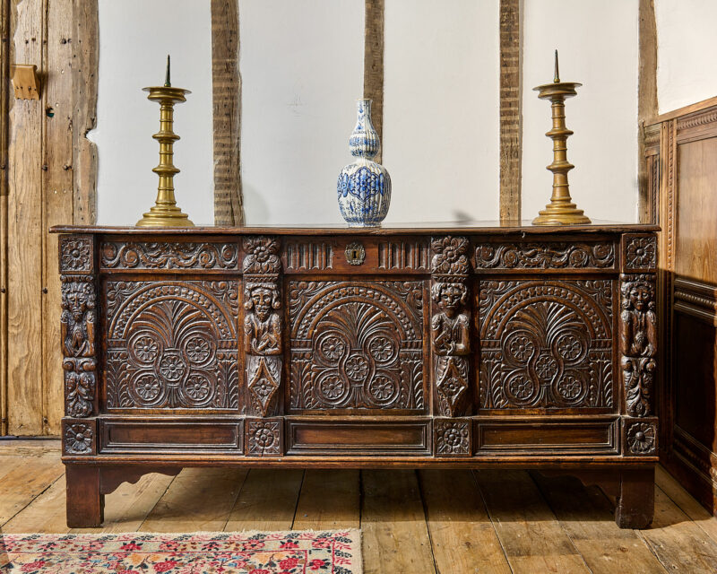 Charles II oak carved chest