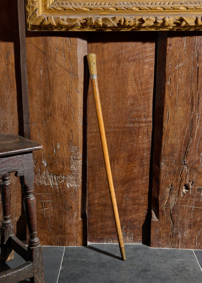 William and Mary pique walking cane