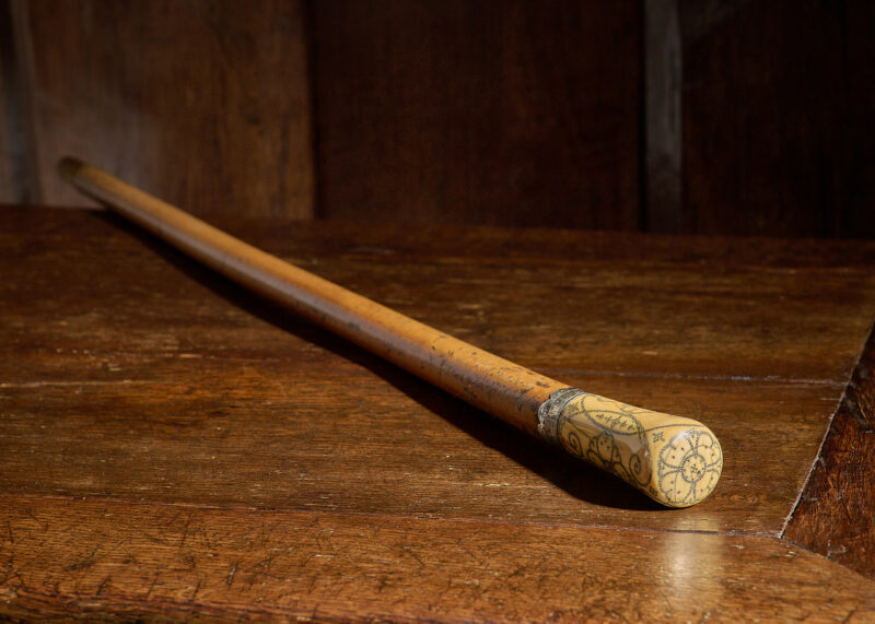 William and Mary pique walking cane