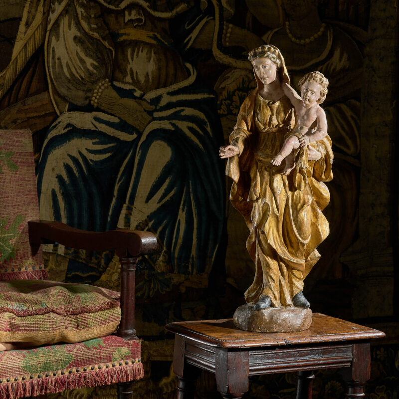 17th century carved Virgin and Child sculpture
