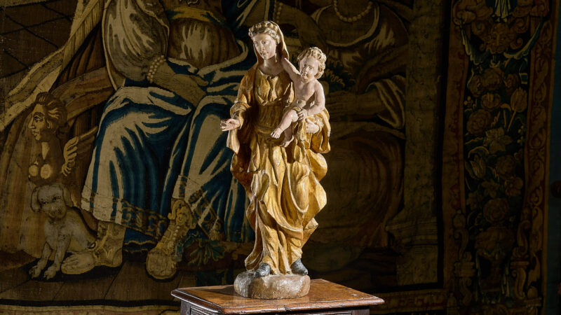 17th century carved Virgin and Child sculpture