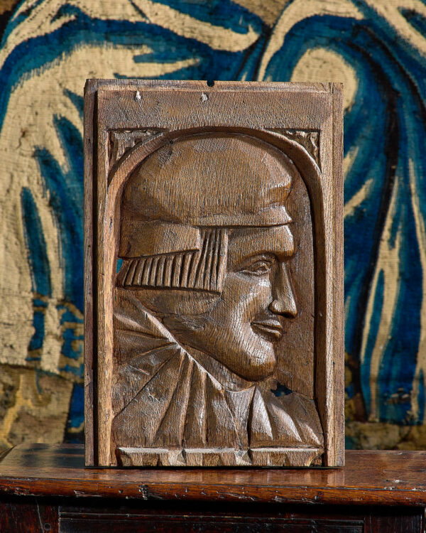 Henry VIII oak carved portrait panel
