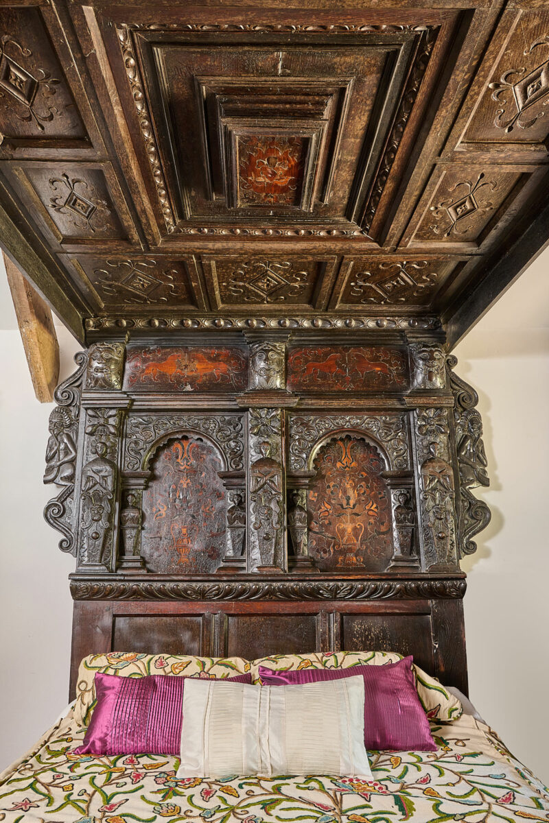 Elizabeth I inlaid and carved tester bedstead