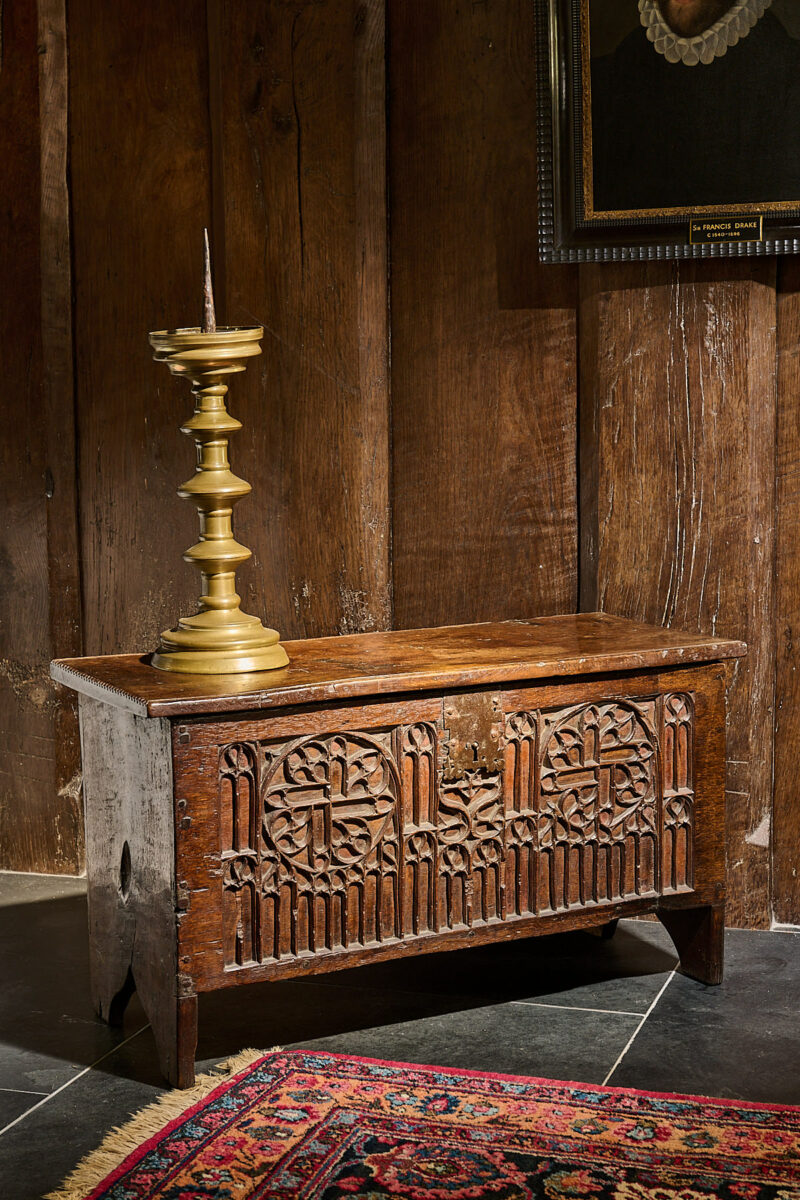 Henry VII carved oak chest