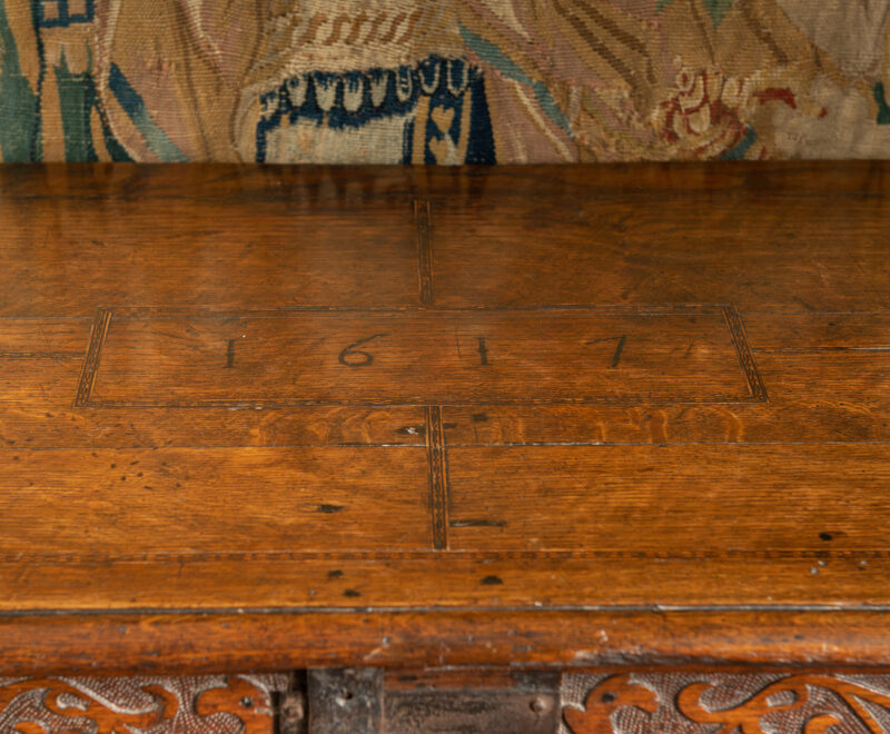 James I oak inlaid chest
