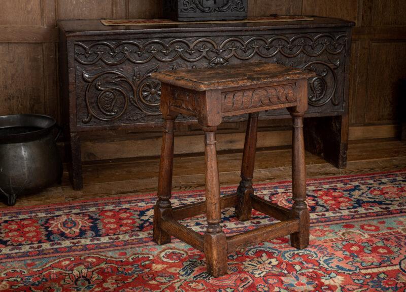 Charles II oak joined stool