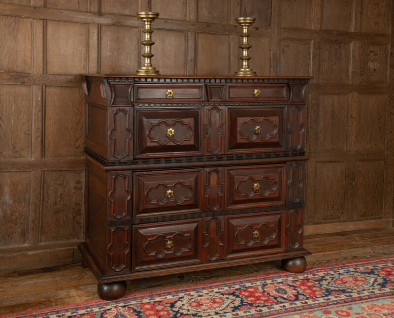 Charles II oak and walnut chest of drawers