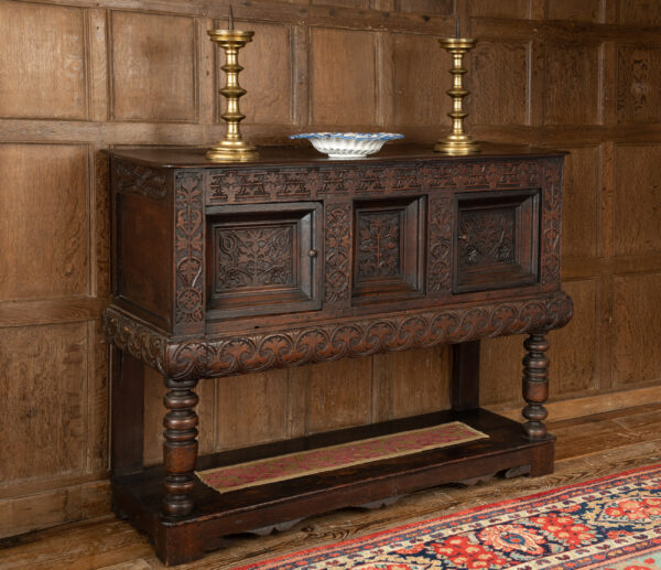 Charles I oak carved livery cupboard