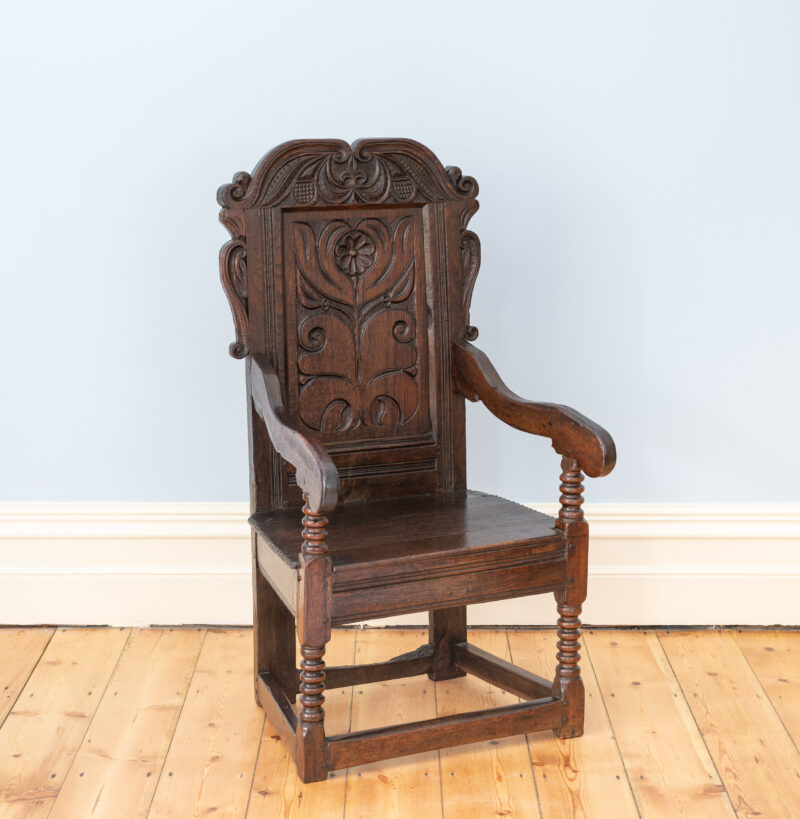 Yorkshire joined oak 17th century carved armchair