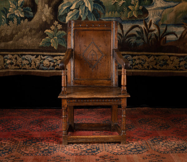 Charles I fruitwood wainscot armchair