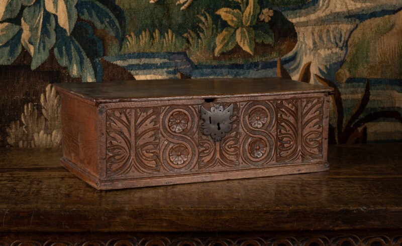 Charles II oak carved box