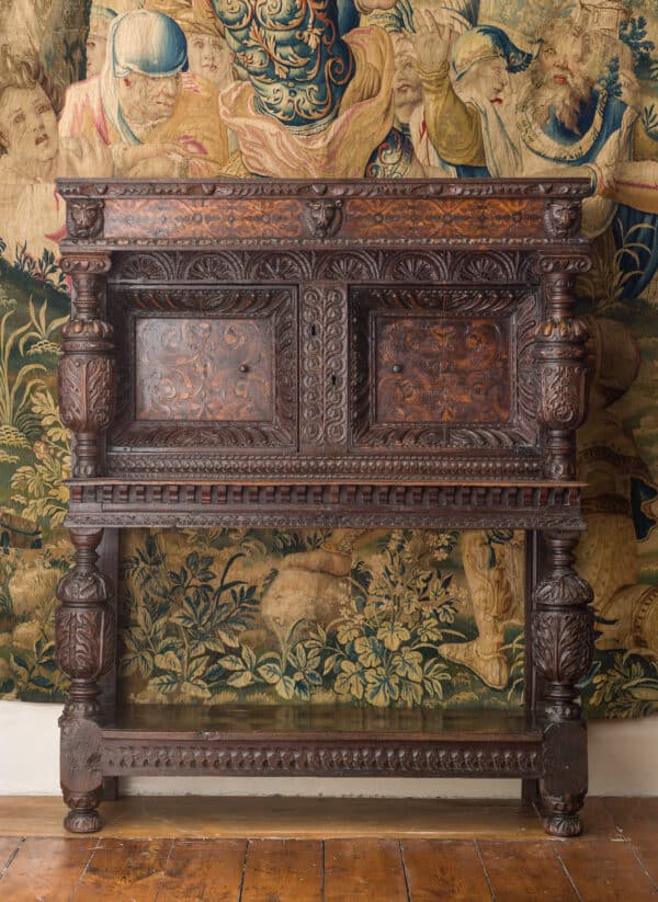Elizabeth I oak inlaid cupboard