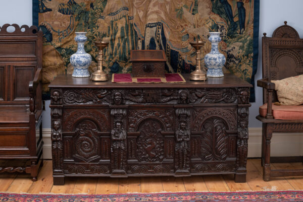 James I oak carved chest