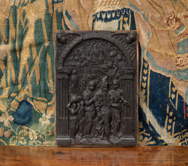 Renaissance carved panel depicting Sodom and Gomorrah