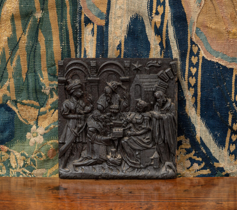 The Nativity panel Renaissance carved oak panel