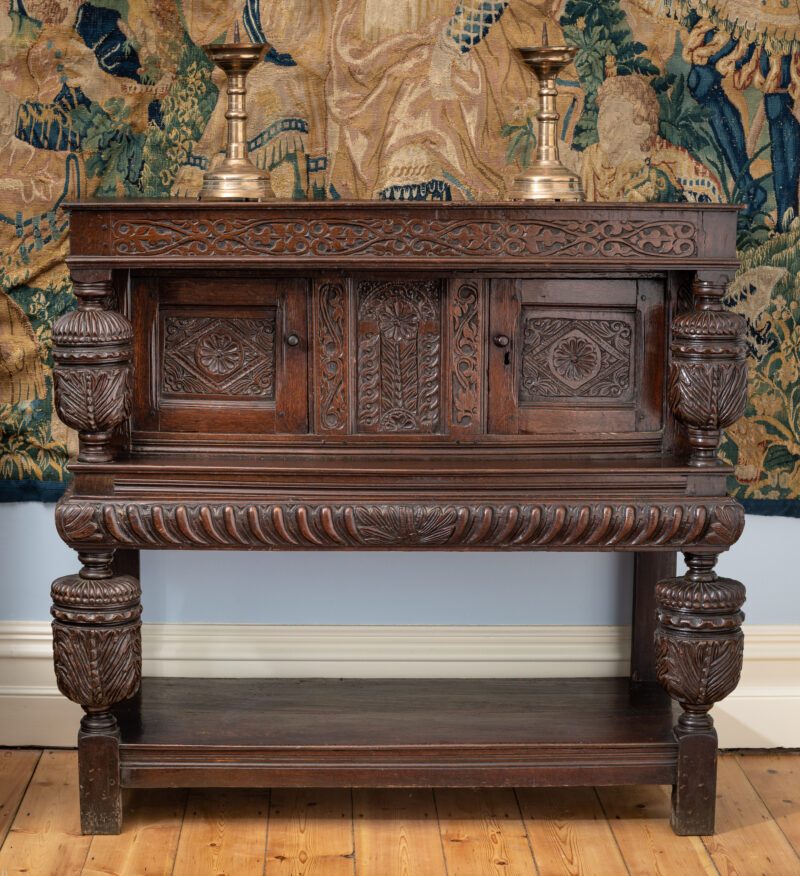 Elizabeth I oak carved livery cupboard