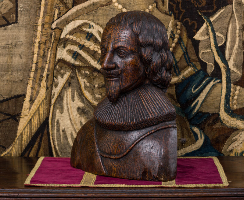 17th century oak carved bust of Charles I