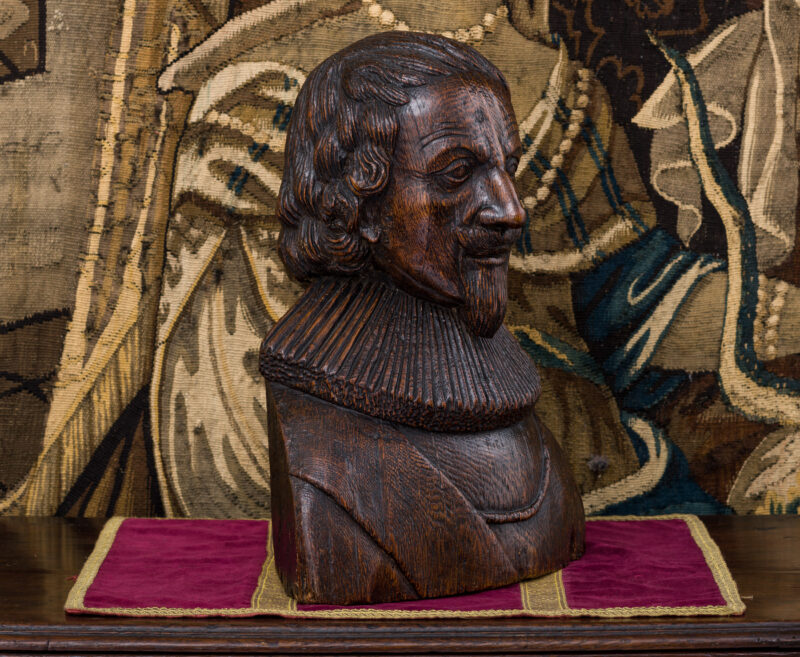 17th century oak carved bust of Charles I