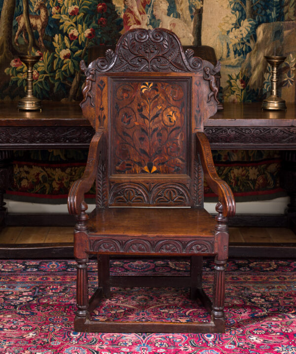 Charles I inlaid oak armchair