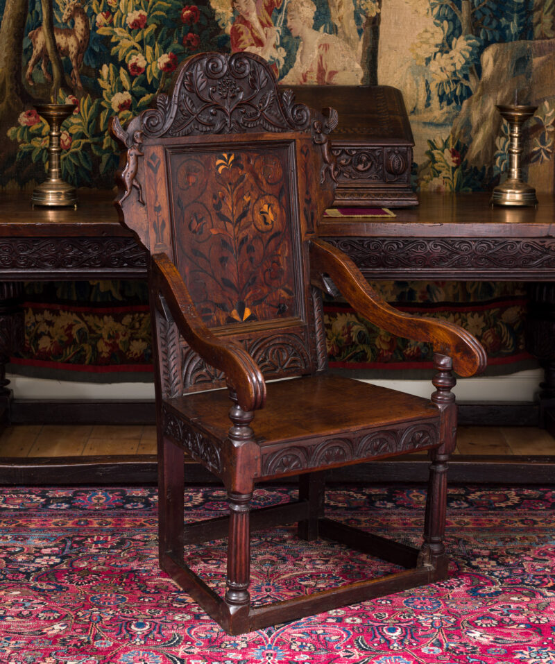 Charles I inlaid oak armchair