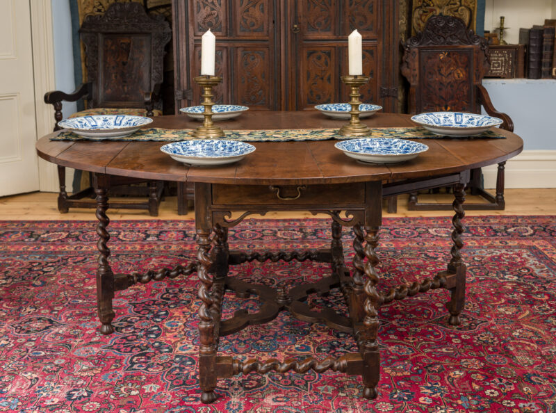 Charles II yew wood gate leg table