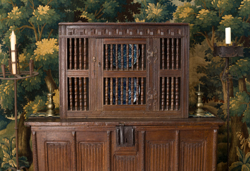 Charles I oak mural spindle cupboard