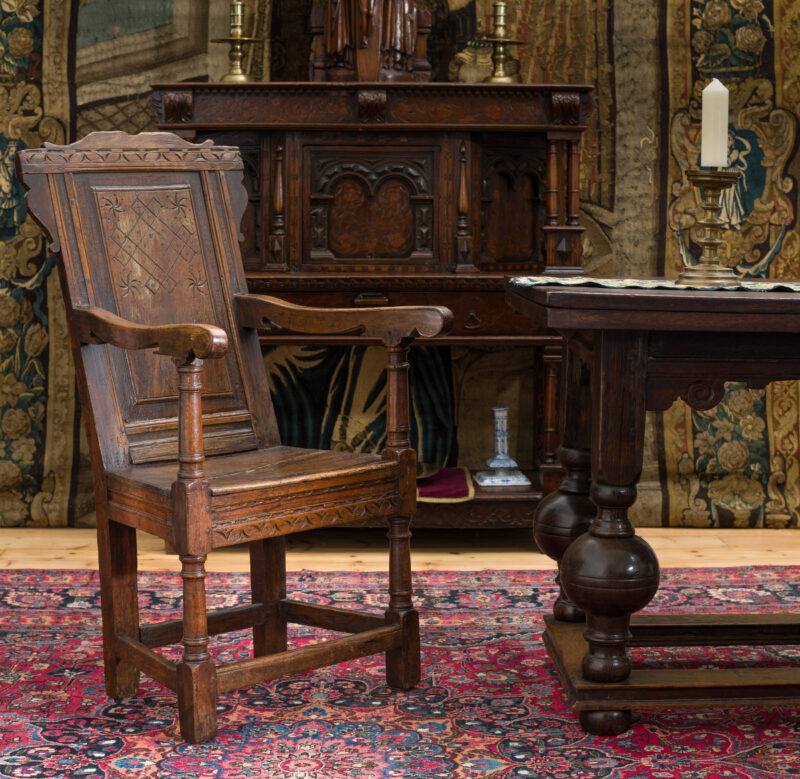 Charles I oak carved armchair