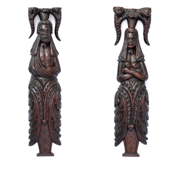 Elizabeth I oak carved figures