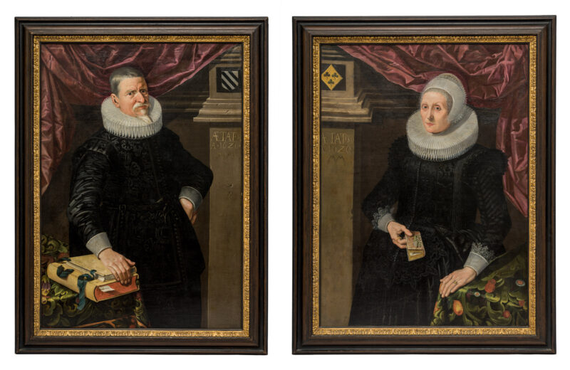 Pair of Dutch school portraits dated 1626