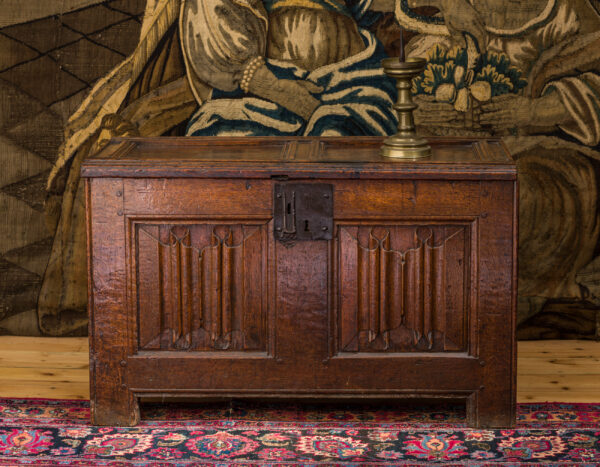 Henry VIII oak carved linenfold chest