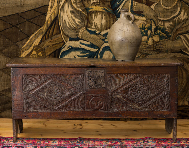 Henry VIII carved oak chest