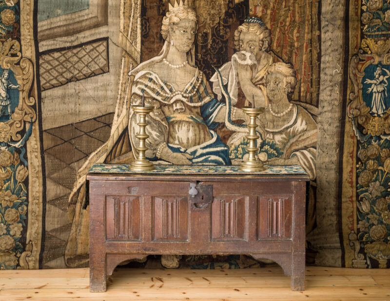 Henry VIII oak carved linenfold chest