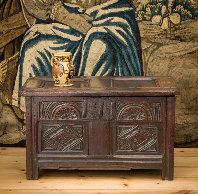 Elizabeth I oak carved chest