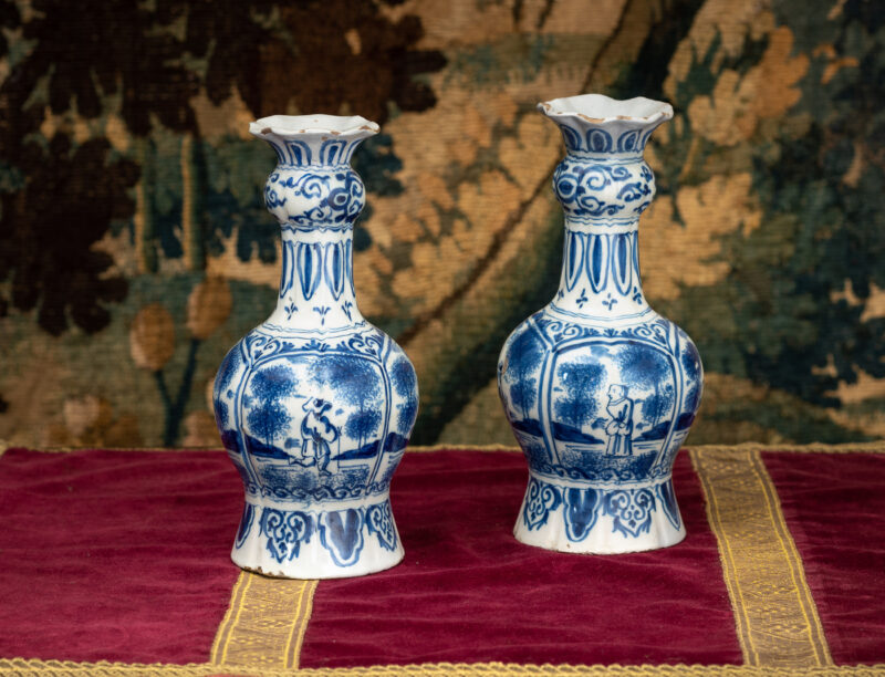 17th century Delftware tulip vases