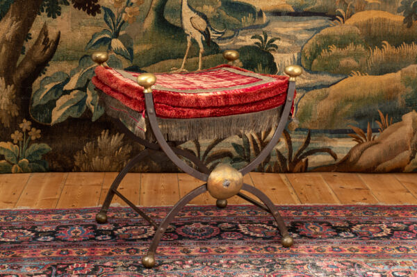 Renaissance wrought iron curule stool