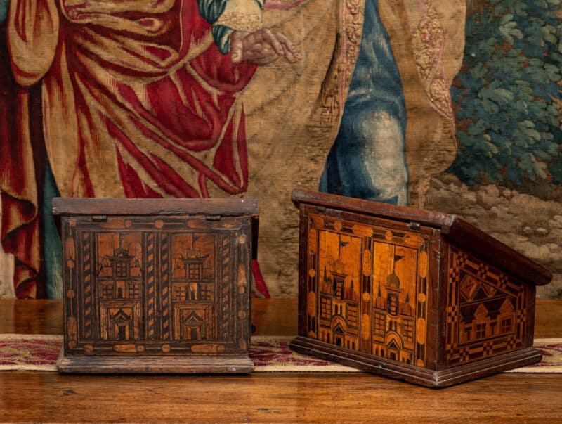 Nonsuch inlaid oak boxes 16th century