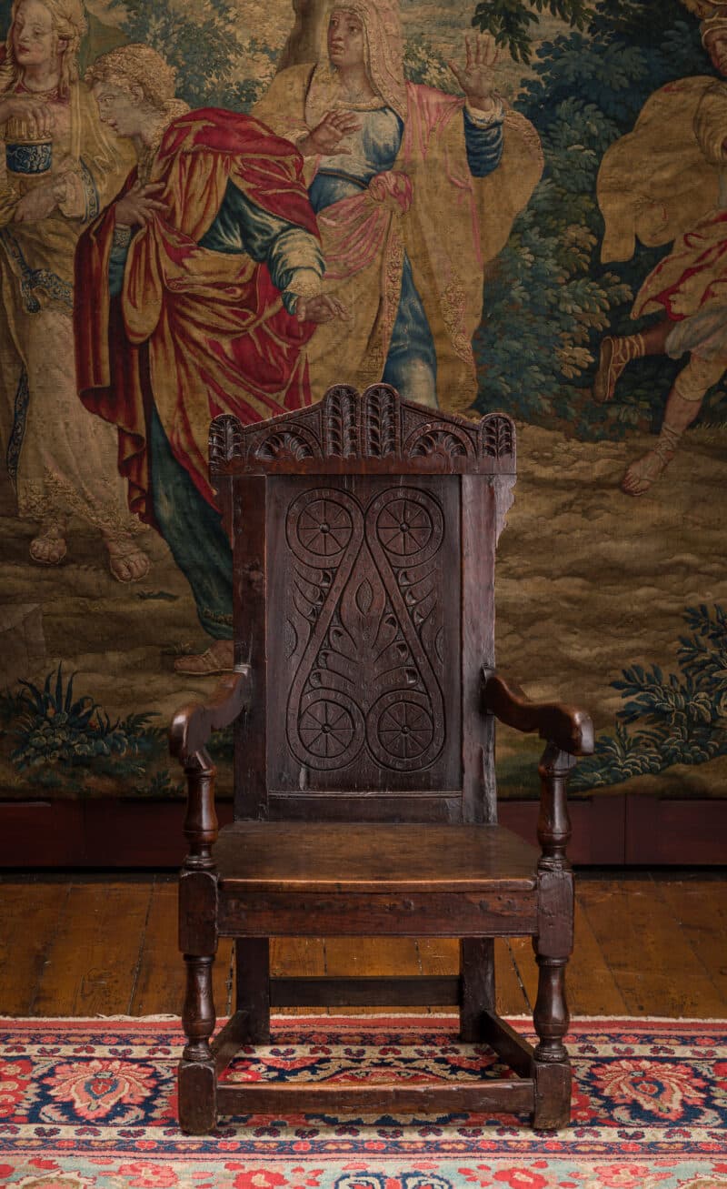 17th century carved oak armchair