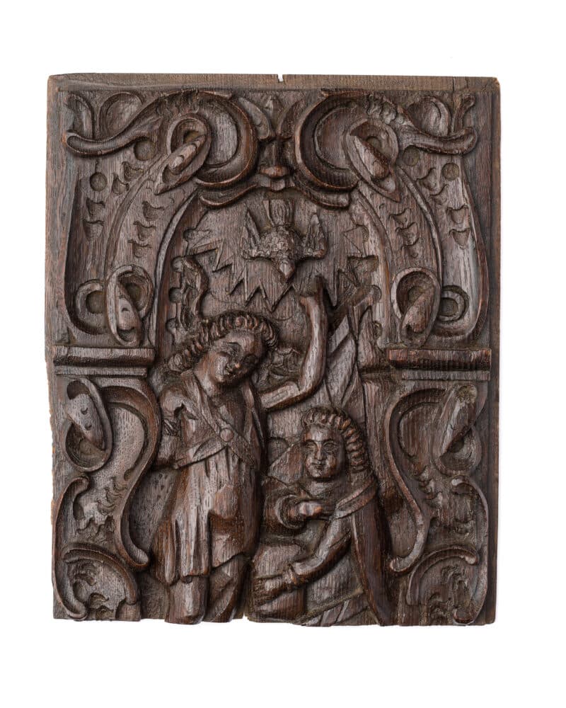 16th century carved oak panel
