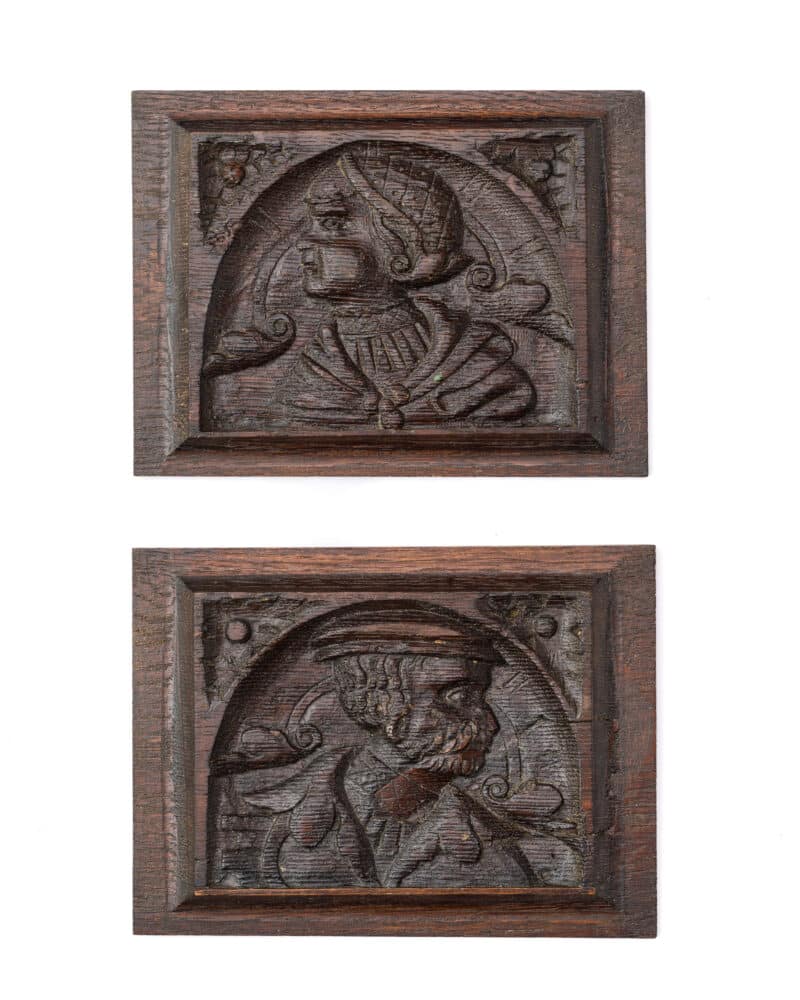 16th century carved portrait panels