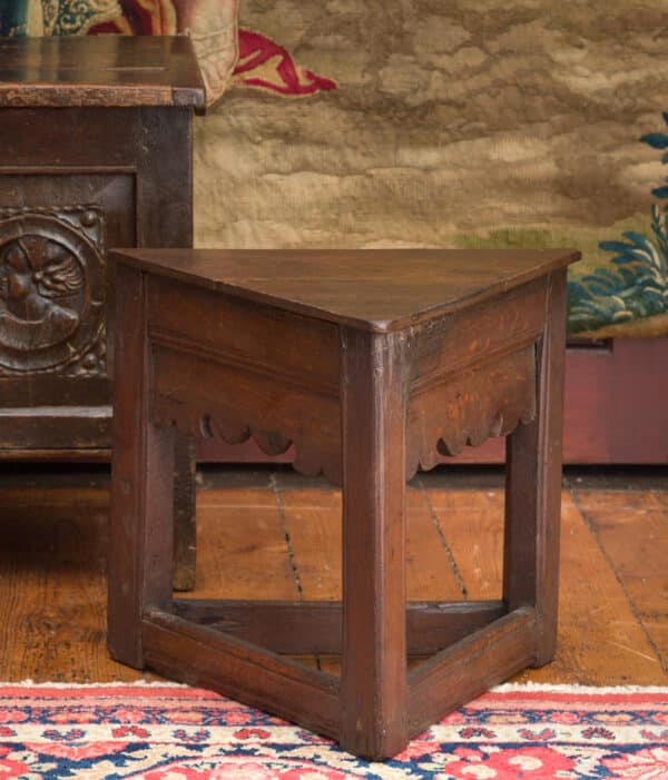 Henry VIII oak triangular stool
