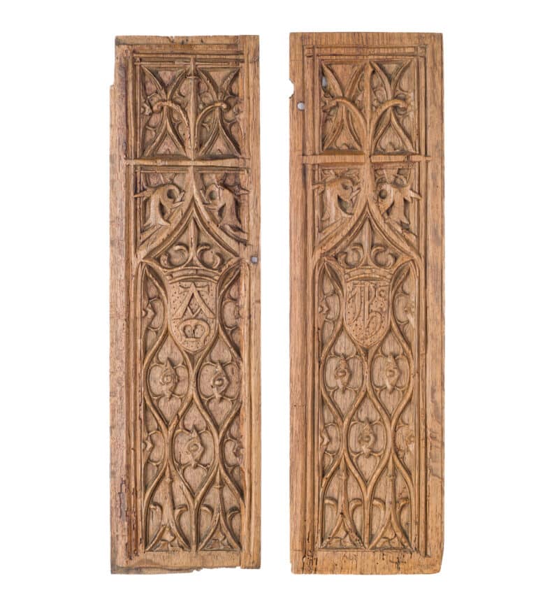 French Gothic oak carved panels