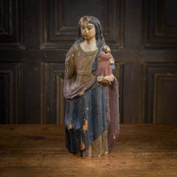 17th century carved Virgin and child sculpture
