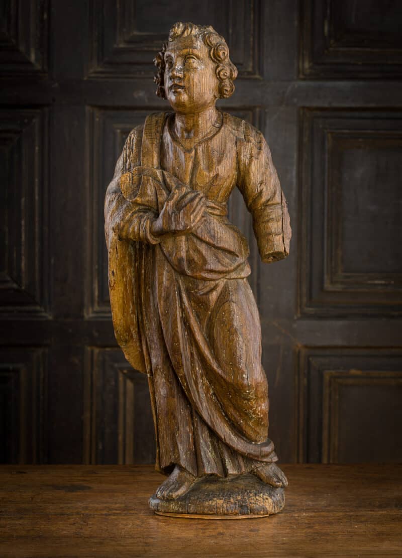 16th century carved oak sculpture of a male saint