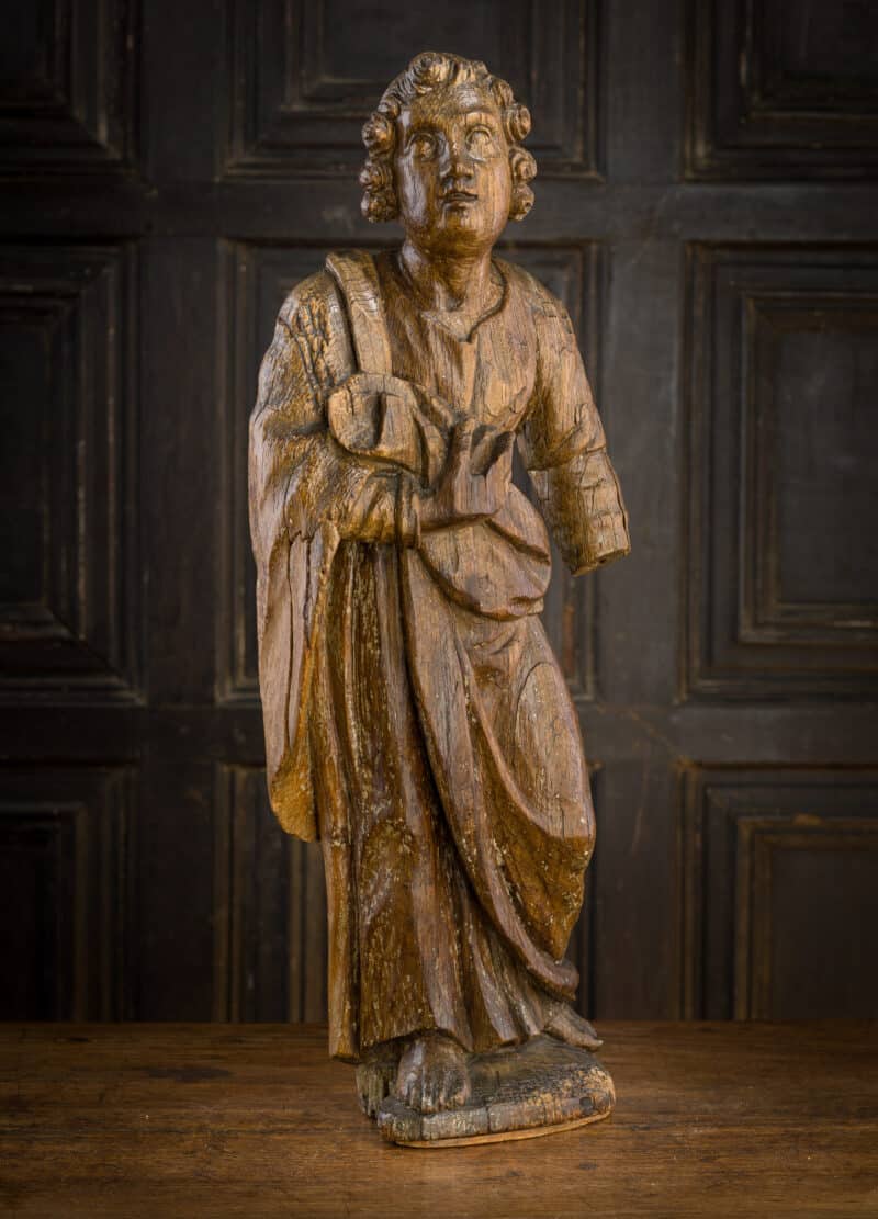 16th century carved oak sculpture of a male saint