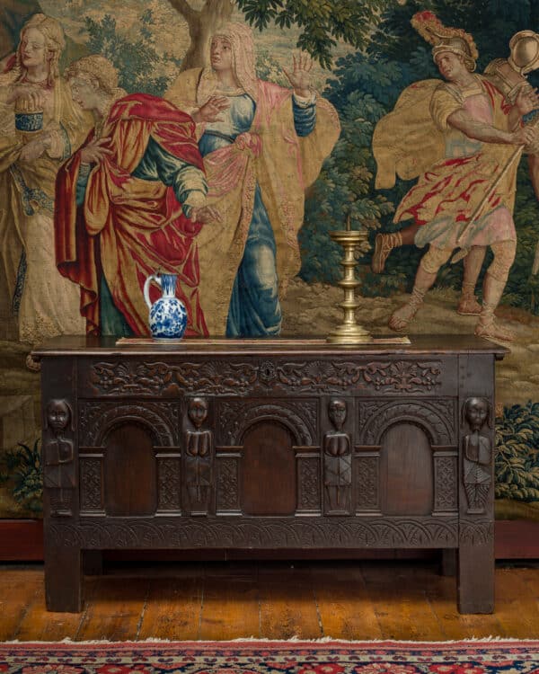 Elizabeth I oak carved chest