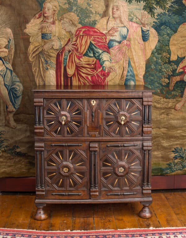 Charles II oak enclosed chest of drawers