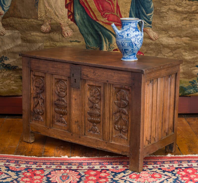 Henry VIII oak carved chest
